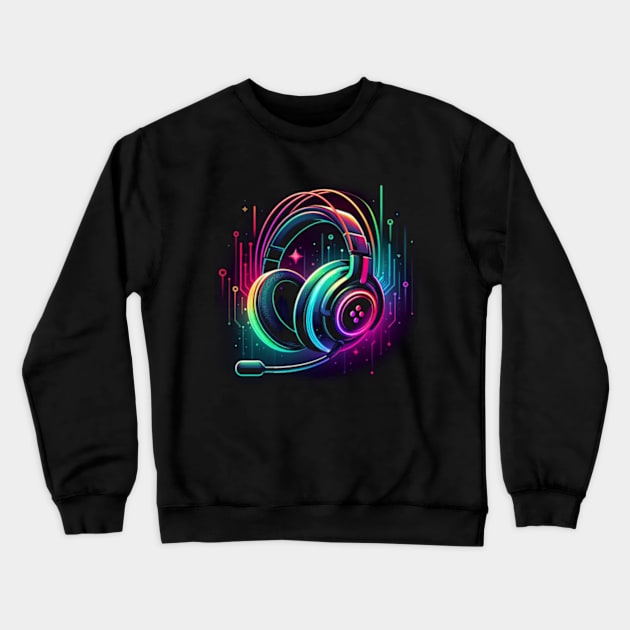 abstract headphones music,headphone gamer,gaming gifts idea,games,gamers, Crewneck Sweatshirt by teenices